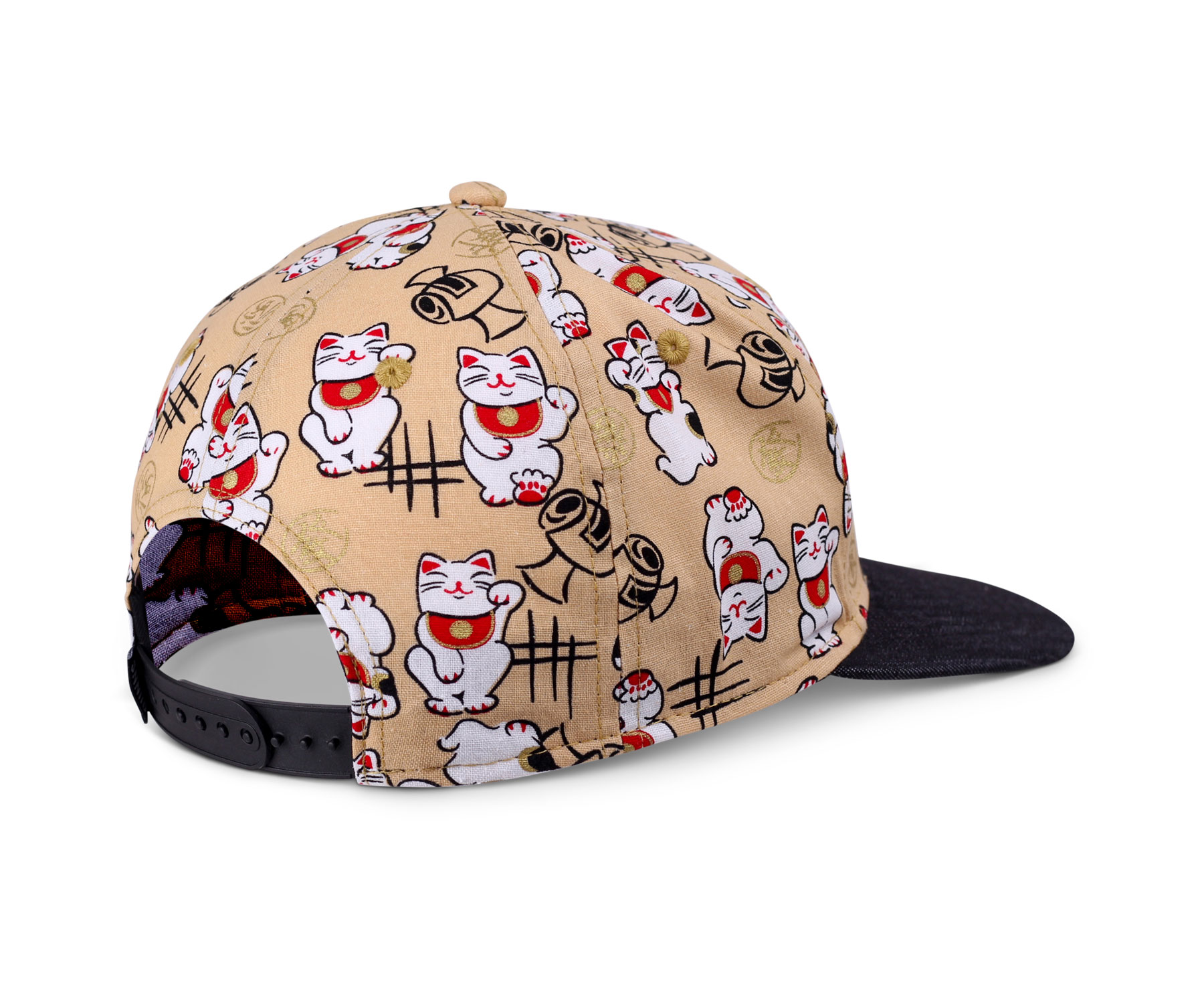6 Panel Snapback Kids Cap Lucky Cat Linen