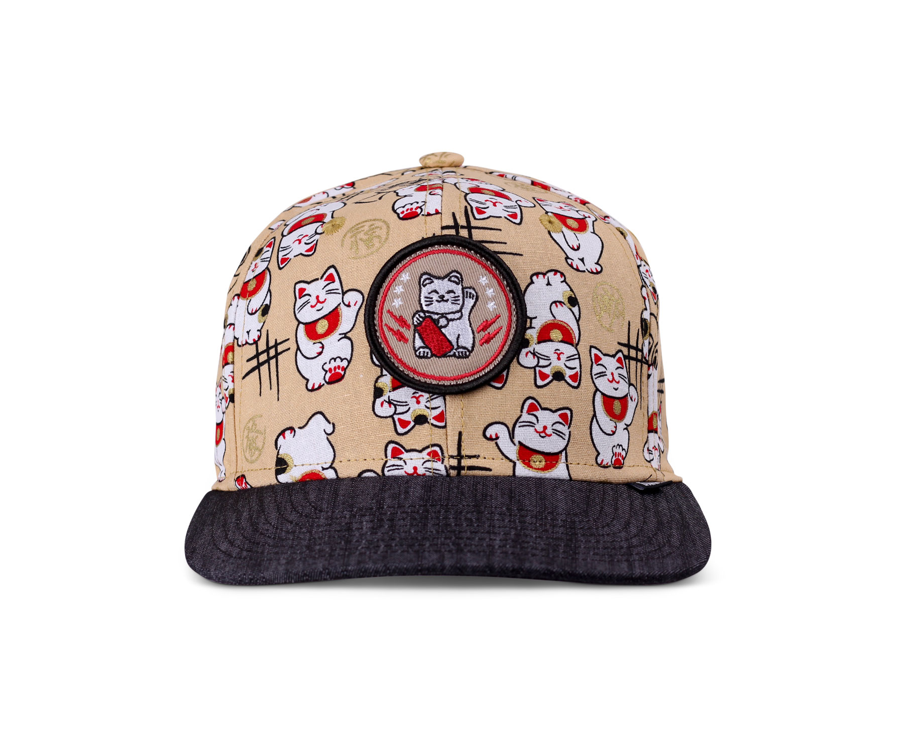 6 Panel Snapback Kids Cap Lucky Cat Linen