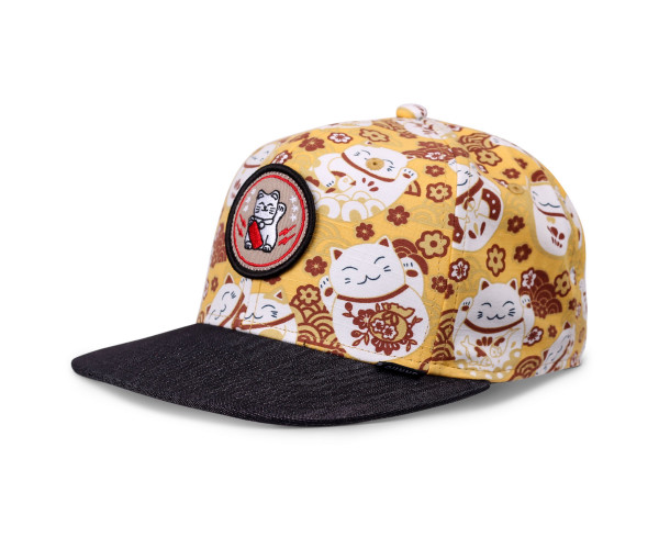 6 Panel Snapback Kids Cap Lucky Cat Linen