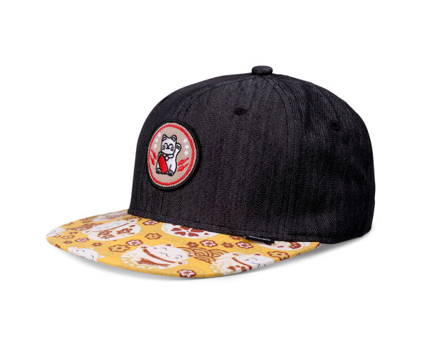 6 Panel Snapback Kids Cap Lucky Cat Linen Rev.