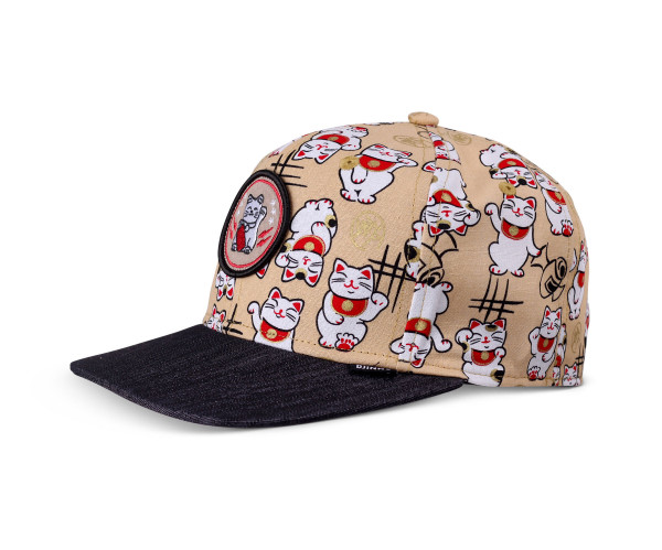 6 Panel Snapback Kids Cap Lucky Cat Linen